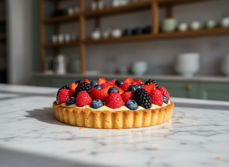 Recette de tartelette aux fruits sans gluten avec fond de tarte vegan croustillant : dessert pâtissier haut de gamme accessible aux intolérants cœliaques