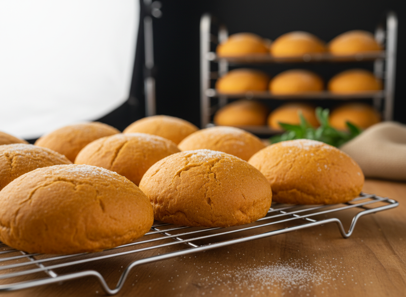 Recette de burger buns sans gluten et vegan pour un fast-food maison sain : des pains burger moelleux à base de farine de patate douce bio